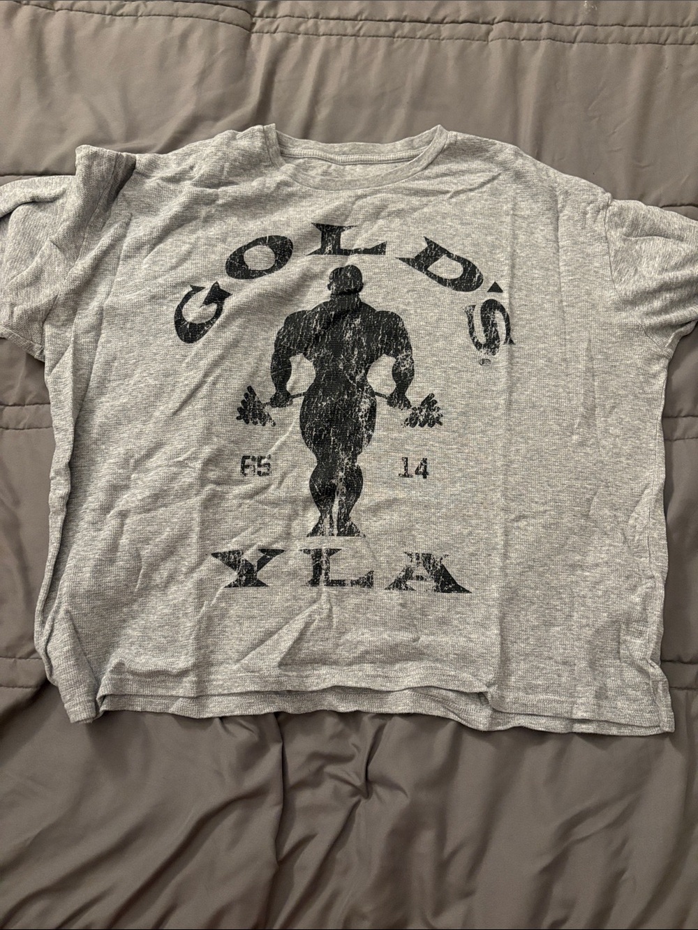 YoungLA Heather Gray Short Sleeve Graphic Tee with Black Print